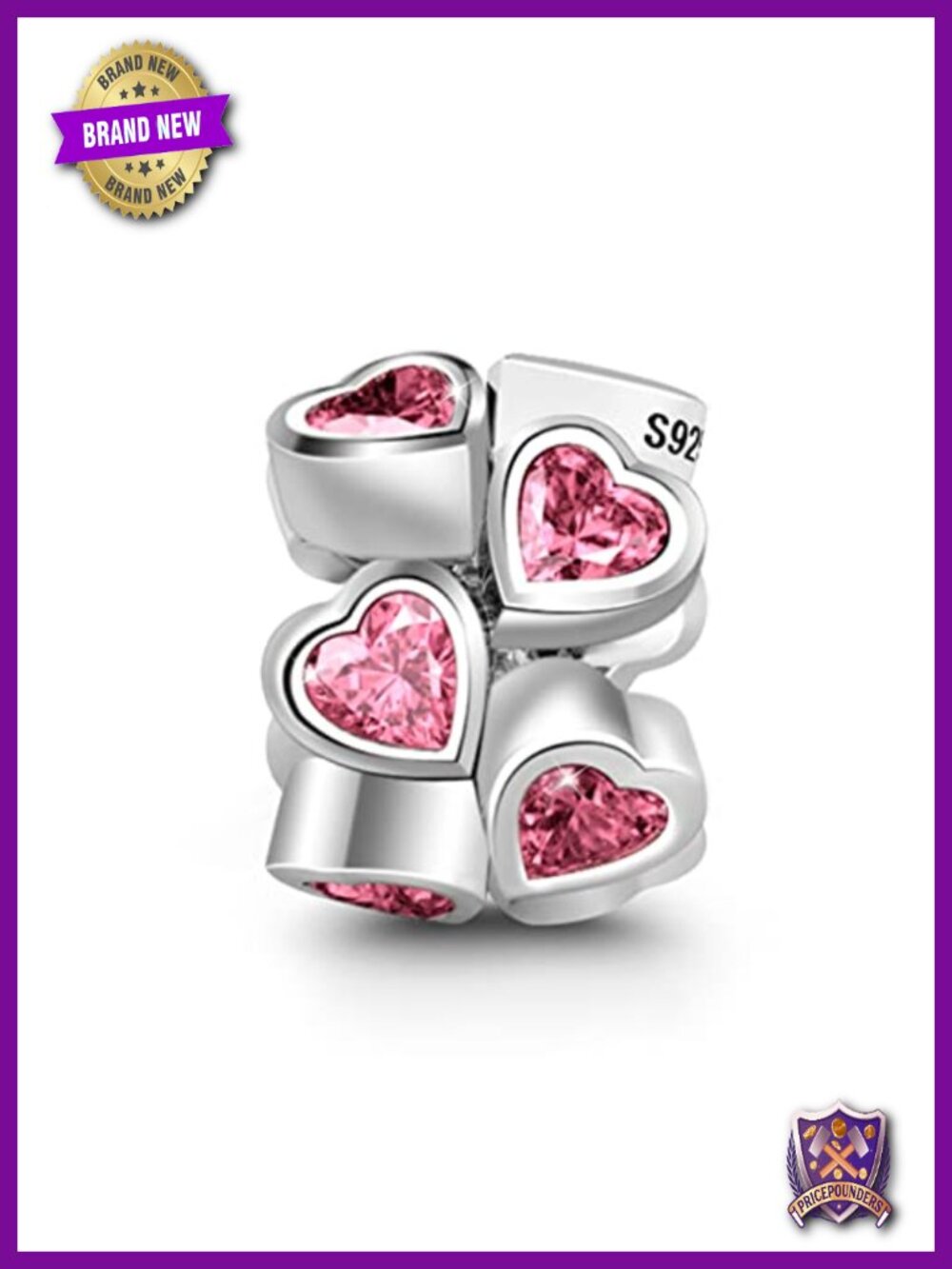 925 Sterling Silver Heart Charm Bead Bracelet Fit CZ Gift Women